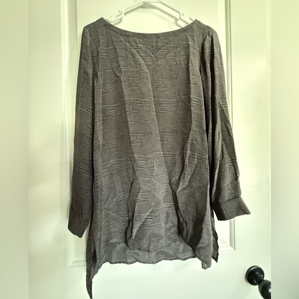 Eileen Fisher Women's Gray 100% Silk Longsleeve Blouse Tunic Size XS Oversized